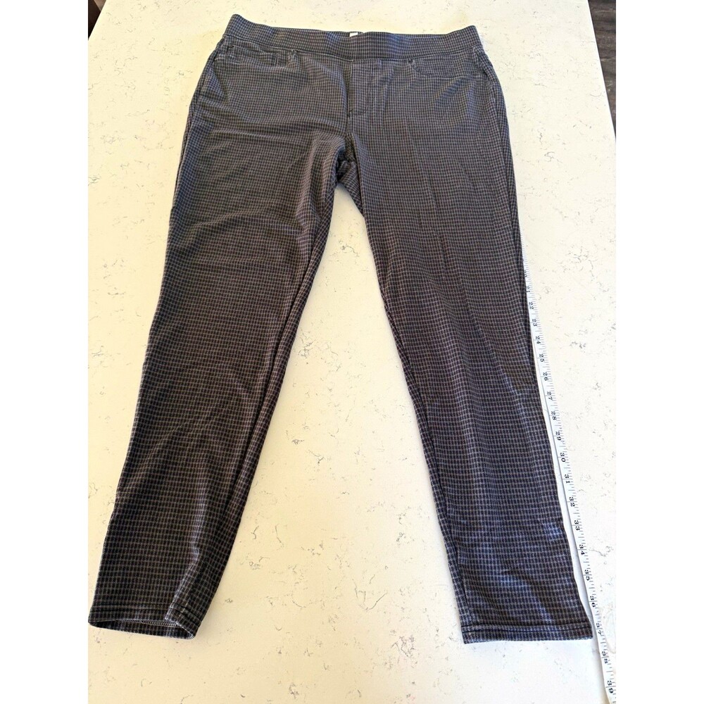 Seven7 Women’s Pants XL Gray Houndstooth Pull-On Skinny Stretch Pockets 28.5"